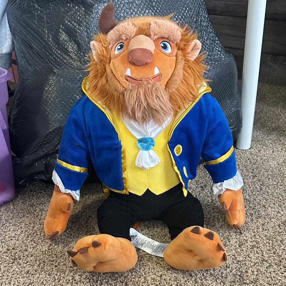 Disney Beast Plush Toy in Blue and Yellow Outfit